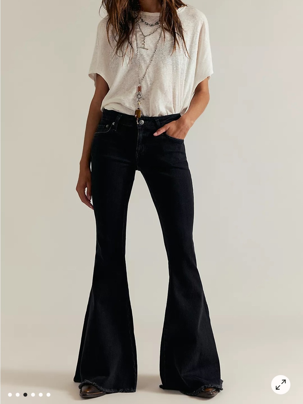 Free People We The Free Black Emre Low Rise Flare Jeans, Size 27, NWT